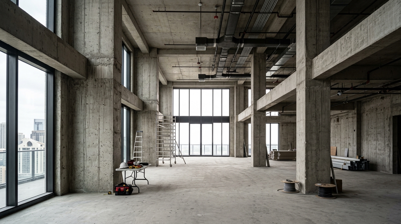 Hiện trạng thô bê tông căn hộ Duplex Penthouse